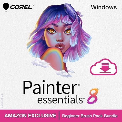 Corel Painter Essentials 8 | Beginner Digital Painting Software | Amazon Exclusive Brush Pack Bundle [PC Download]