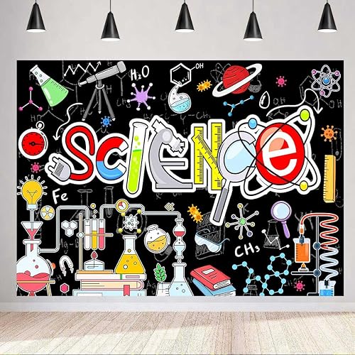 Chemical Science Backdrop Banner Chemistry Lab Photography Background 7x5ft | Kids Chemistry Scientist Theme Birthday Party Decoration Science Fair Lab School Classroom Backdrop