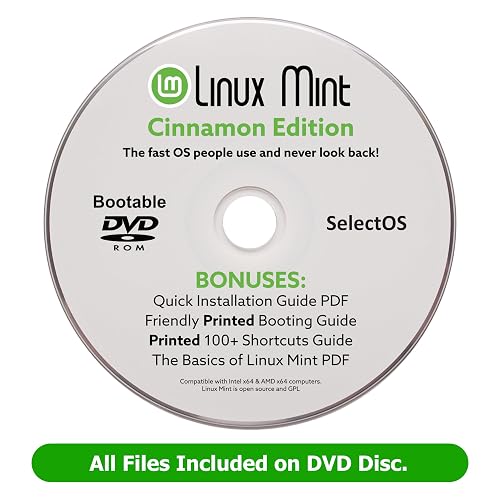 Linux Mint Cinnamon Bootable DVD Disc, 2026 version Compatible with Intel 64-bit and AMD 64-bit Computers