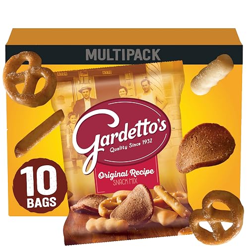 Gardetto's Original Recipe Snack Mix, Multipack, 10 ct, 17.5 oz | 10 Individually Wrapped Bags, Breadsticks, Pretzels & Rye Chips, Kosher, Lunchbox-Ready