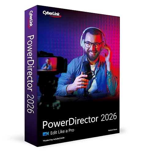 CyberLink PowerDirector 2026 | Video Editing Software for Windows | AI Video Editor, Screen Recorder, Slideshow Maker, Effects & Transitions | YouTube & Content Creation | Box with Download Code