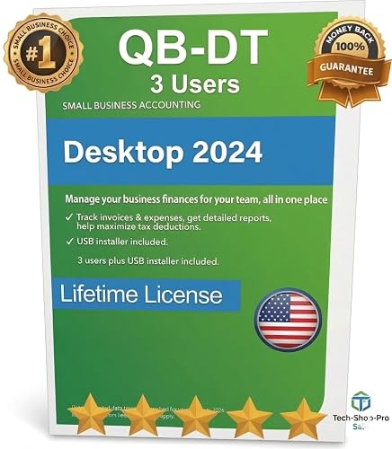 QB-DT Desktop Pro "Plus" 2024 | 3 User's | LIFETIME Version | NO USB | Amazon Secure Prime Delivery - Only PC, Not for Mac | 100% Money Back Guarantee