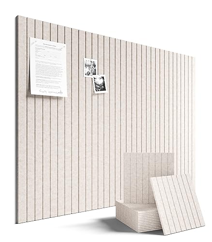 Fluxynara 48" x 36" Large Felt Bulletin Board, Oatmeal | 12 Pack Cork Board Alternative with 60 Safe Adhesive Tabs, Pin Boards for Wall Decor, Home, Office, Classroom,Dorm