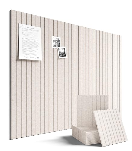 Fluxynara 48" x 36" Large Felt Bulletin Board, Oatmeal | 12 Pack Cork Board Alternative with Safe Adhesive Tabs, Pin Boards for Wall Decor, Home, Office, Classroom,Dorm