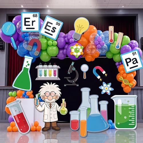 Resholder 20 Pcs Science Party Decorations Back to School Backdrop | DIY Photo Backdrop Prop Cardstock, Chemistry Laboratory Erlenmeyer Flask Prop Cutouts, for Scientist Birthday Party Entrance