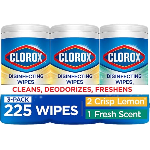 Clorox Disinfecting Wipes Cleaning Variety Pack, 75 Count, 3 Pack | Cleans, Deodorizes and Freshens, Kills 99.9 Percent of Viruses and Bacteria, Bleach Free, Crisp Lemon and Fresh Scent