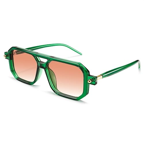 GLARDEFE Retro Aviator Sunglasses for Women Men | Vintage 70s Trendy Square Aviators Sun Glasses UV400 Protection Chic Fashion Shades