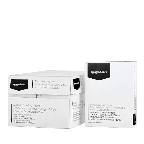 Amazon Basics Multipurpose Copy Printer Paper, 20 lb, 8.5 x 11 Inches, 10 Reams (5,000 Sheets), 92 Bright White