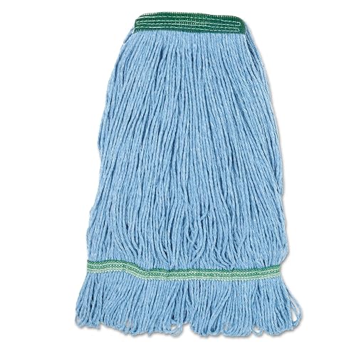 Boardwalk Super Loop Wet Mop Head, Cotton/synthetic Fiber, 1" Headband, Medium Size, Blue