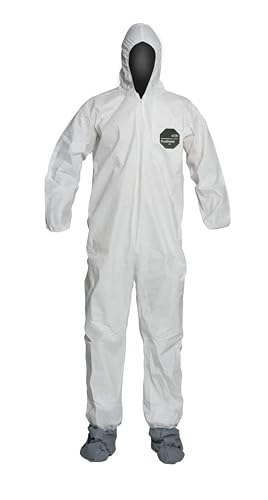 DuPont ProShield 50 NB122S Protective Coverall with Standard Fit Hood and Serged Seams, White, 2X-Large (Pack of 25)