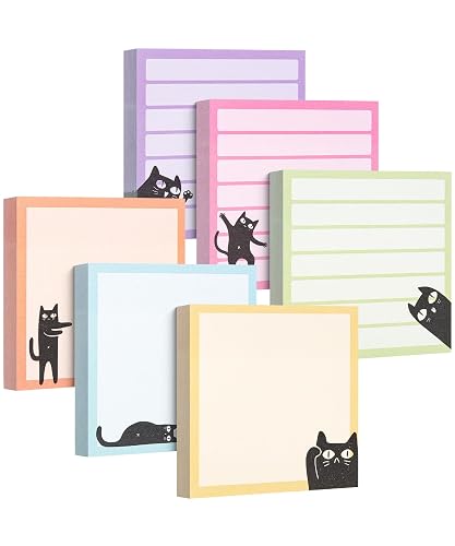 Mr. Pen- Black Cat Sticky Notes Set, 3" x 3", 6 Pads, 480 Sheets | Black Cat Sticky Notes, Memo Pads, Self-Stick Note Pad for Office, School, Home, Study & Organization