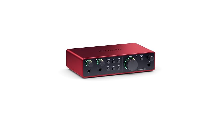 Focusrite Scarlett 2i2 4th Gen USB Audio Interface for Recording, Songwriting, Streaming and Podcasting — High-Fidelity, Studio Quality Recording, and All the Software You Need to Record | 2 Mic Preamps, 2 Hi-Z Instrument Inputs, 24-Bit/192kHz, 120dB Dynamic Range, Auto Gain, Clip Safe, Air Modes