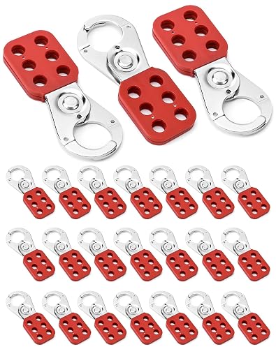 QWORK Stainless Steel Lockout Hasp 24 Pack, Multi-Person Safety Lock for Electrical, Maintenance & Industrial Equipment, Lock Out Tag Out Hasp, Padlock Hasps