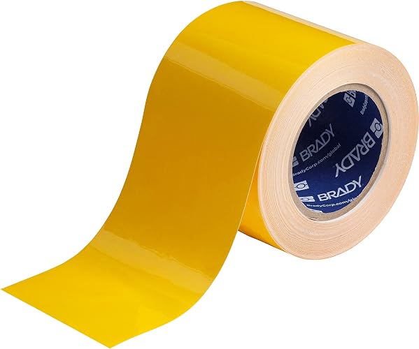Brady ToughStripe Floor Marking Tape - Yellow, Non-Abrasive Floor Tape - 2" Width, 100' Length for Concrete, Harsh Conditions, Forklift, High Traffic Floors (104312)