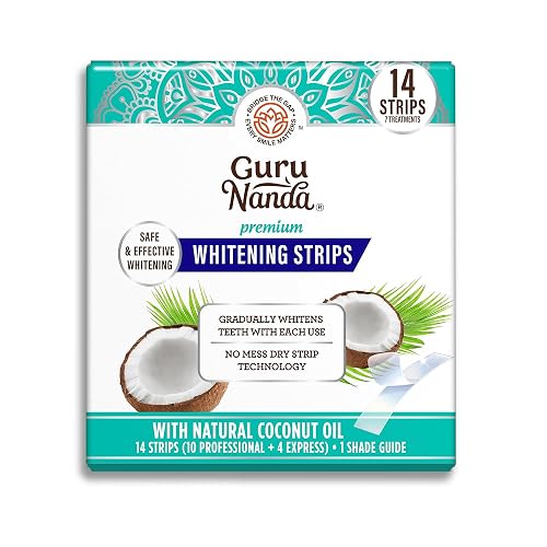 GuruNanda Teeth Whitening Strips Kit - 7-Day Treatment with Non-Slip, Dry Strip Technology - Whitening Designed with Care for a Brighter Smile
