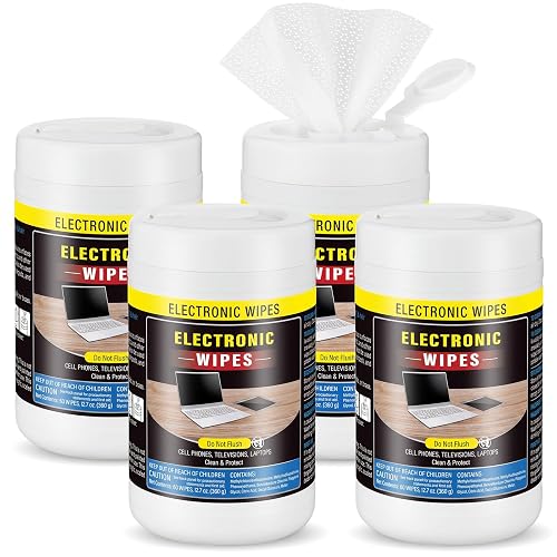 Threlaco 4 Pack 240 Count Electronic Screen Cleaning Wipes,Standard Style