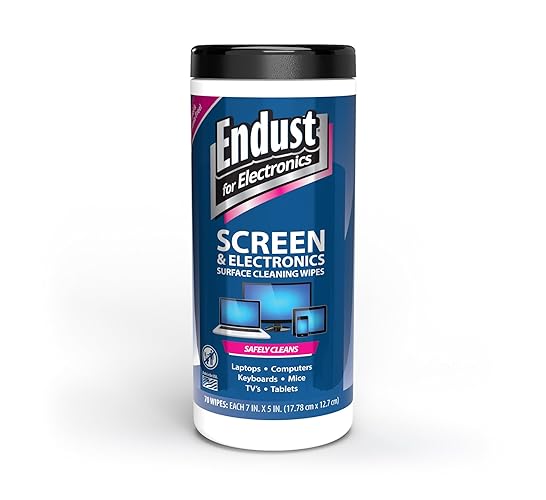 Endust for Electronics; Screen & Surface Cleaning Wipes, Great LCD and Plasma Wipes, 70 Wipes (11506)
