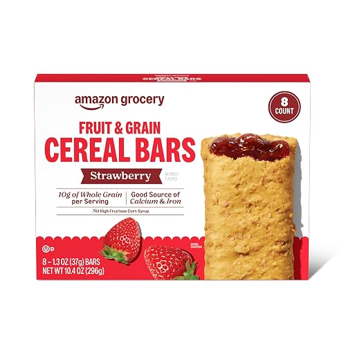 Amazon Grocery, Fruit & Grain Cereal Bars, Strawberry, 10.4 Oz, 8 Ct