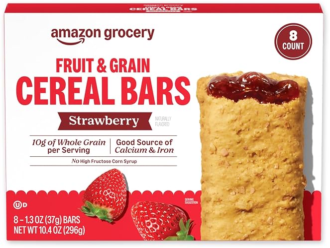 Amazon Grocery, Fruit & Grain Cereal Bars, Strawberry, 10.4 Oz, 8 Ct