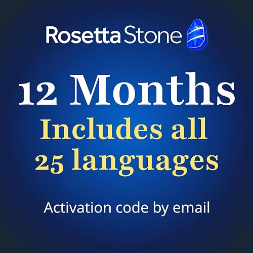 Rosetta Stone Sapphire Learning Software, ALL 25 Languages Included, 12 Month Subscription, Compatible with PC, Mac, iOS, Android, Online Code, Learn to Speak Spanish, French, English, Japanese, German, Italian and More