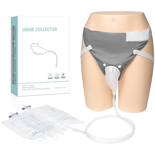 Women's Wearable Urine Collector Kit, Reusable Portable Silicone Urinal | for Women Reusable Portable Wearable Urinary Drainage with 2 Urine Catheter Bag System with 1000ml and 2000ml (Gray)