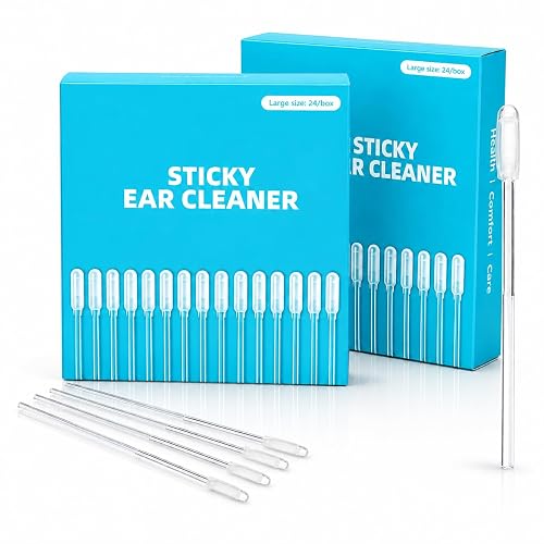 Sticky Ear Cleaning Sticks for Dry Earwax (48 pcs, 5mm) | Gentle Soft Rubber Ear Cleaner for Family, Reusable Adhesive Ear Wax Removal Tool, Earbud, Headphone & Hearing Aid Cleaning