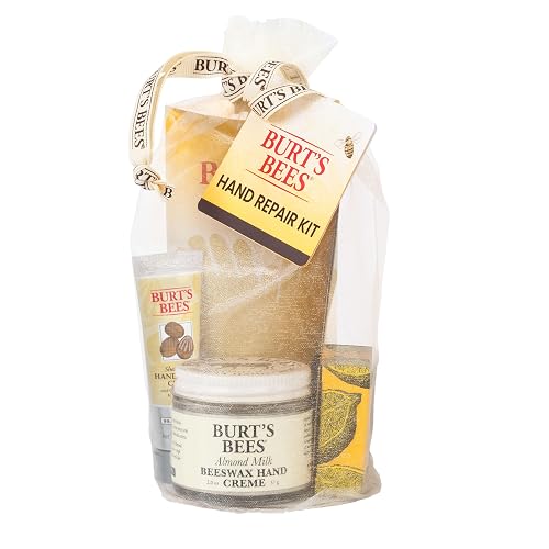 Burt's Bees Hand Repair Gift Set, 4 Products | Perfect for a Skin Care Routine, Moisturizer Gift Set, Made with Clean Ingredients, Three Creams plus Gloves