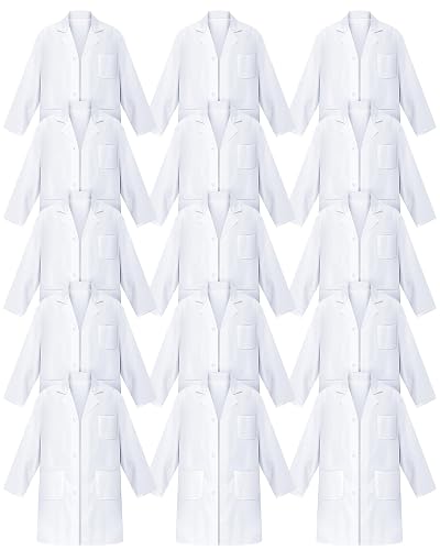Cutecrop Unisex Lab Coat Bulk for Women Men Long Sleeve Science Lab Coat 3 Front Pocket Chemistry Professional Doctor Costume