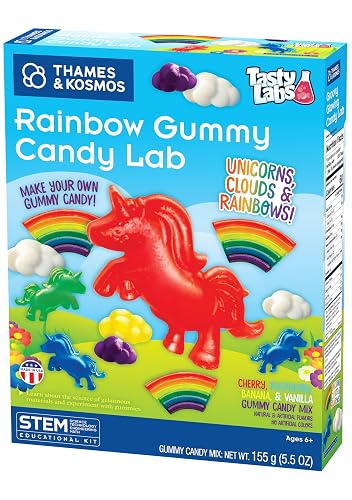 Thames & Kosmos Rainbow Gummy Candy Lab - Unicorns, Clouds & Rainbows! Sweet Science STEM Experiment Kit, Make Your Own Gummy Candies in Cool Shapes & Colors
