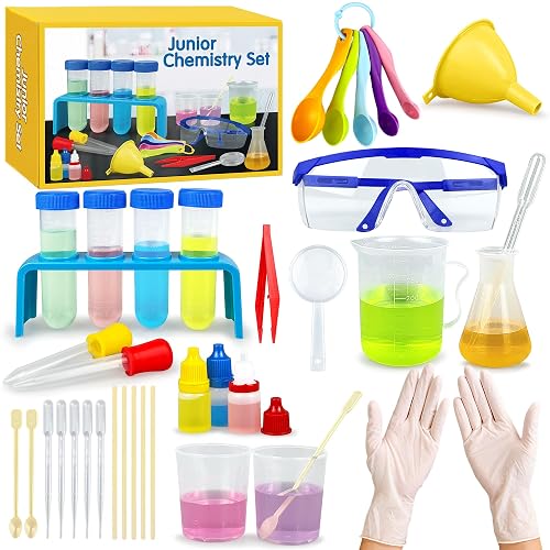 33PCS Plastic Lab Science Experiments Beakers Test Tubes Set | Lab Science Experiments for Girls and Boys for Students Classroom Home Junior Chemistry Science Kits for Learning Curiosity