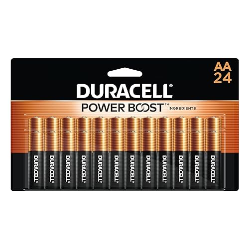 Duracell Coppertop AA Batteries, 24 Count, 12-Year Shelf Life, Long-lasting | AA Batteries with Power Boost Ingredients, Long-lasting Alkaline Double AA Battery for Household and Office Devices