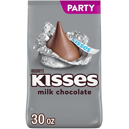 HERSHEY'S KISSES Milk Chocolate Candy Bulk Party Pack, 30 oz | Hershey Kisses Bulk, Kosher and Gluten Free, Individually Wrapped for Candy Dishes, Parties and Baking, 30 oz