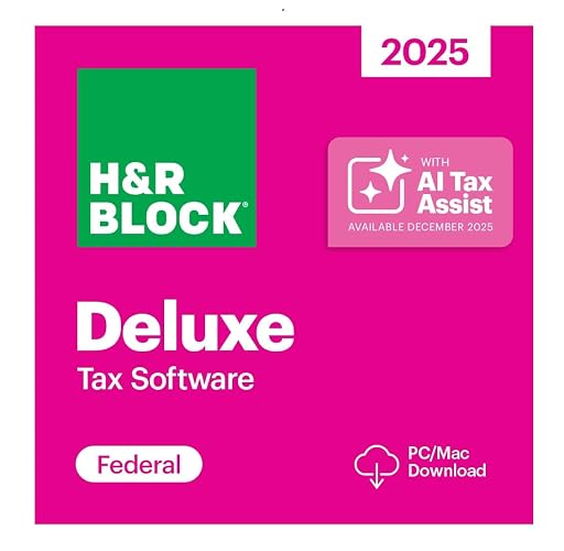 [Old Version] H&R Block Tax Software Deluxe 2025 Win/Mac [PC/Mac Online Code]