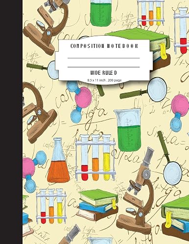 Composition notebook wide ruled 8.5 x 11 inch 200 page,Colorful fun lab and science: Large composition book journal for school student/teacher/office