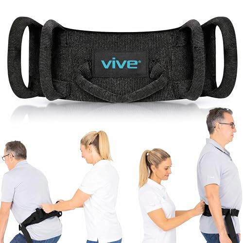 Vive Gait Belt (350lbs) Transfer Belt with Handles - Medical Nursing Safety Patient Assist - Bariatric, Elderly, Handicap, Physical Therapy - PT Gate Strap Quick Release Metal Buckle, Grabbing Teeth | Patient Assist - Bariatric, Elderly, Handicap, Physical Therapy - PT Gate Strap Quick Release Metal Buckle, Grabbing Teeth