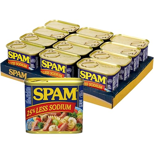 SPAM 25% Less Sodium Canned Meats, 12 oz Cans, 12 Pack, Packaging May Vary