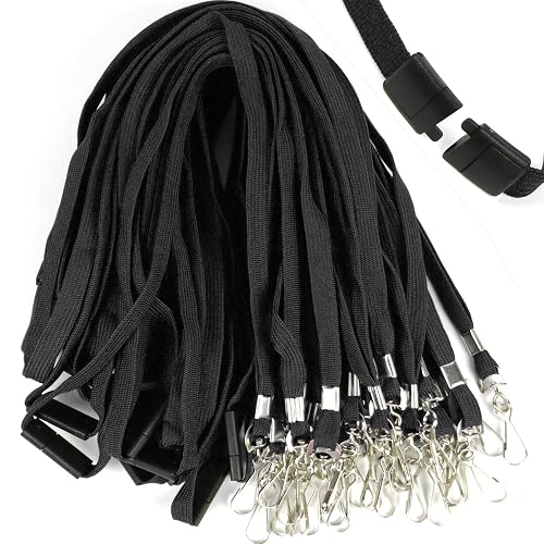 Ollain 25 Pack Breakaway Lanyard with J-Hook Bulk Flat Lanyards for Name tag ID Badges