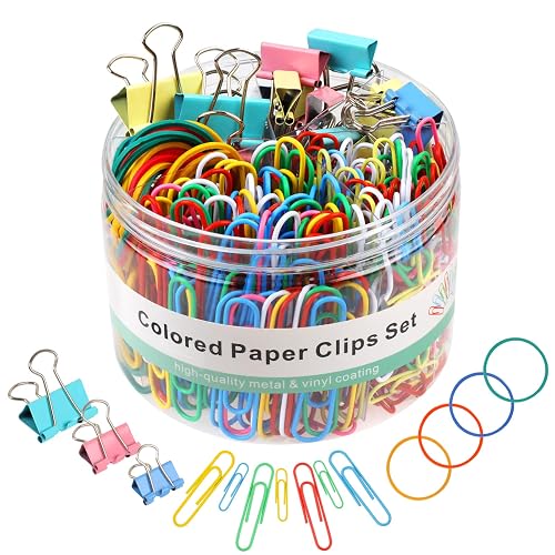 300 Pcs Binder Clips, Rubber Bands, Office Set, Paper Clips, School & Teacher Supplies for Office Desk Essentials (Assorted Sizes)