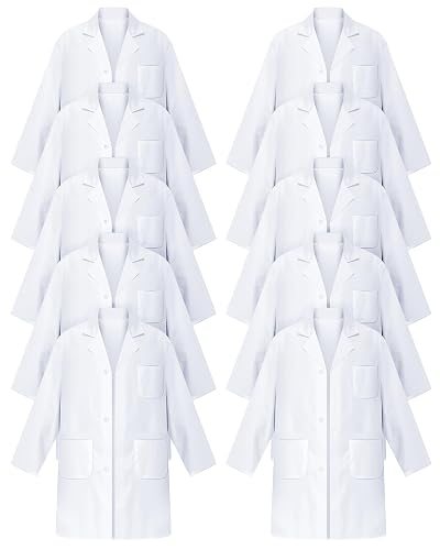 Cutecrop Unisex Lab Coat Bulk for Women Men Long Sleeve Science Lab Coat 3 Front Pocket Chemistry Professional Doctor Costume