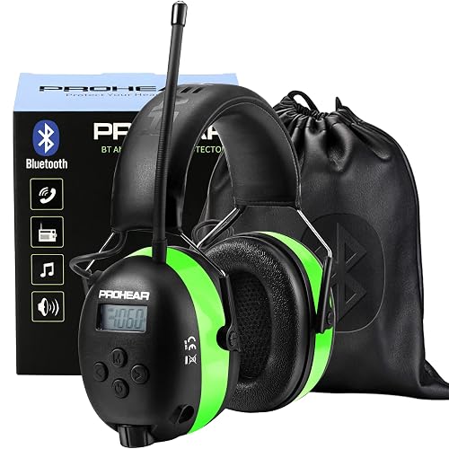 PROHEAR 033 Upgraded 5.4 Bluetooth Hearing Protection AM FM Radio Headphones, Noise Reduction Safety Earmuffs with Rechargeable 1500mAH Battery, 31dB SNR Ear Protector for Mowing Lawn,Gifts for Father