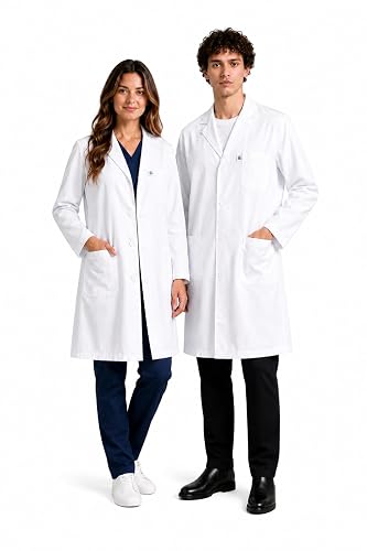 Unisex White Cotton Lab Coat for Doctors, Students & Medical Labs | Soft twill cotton-blend lab coat with shrink-resistant fabric, ideal for medical, pharmacy and science labs