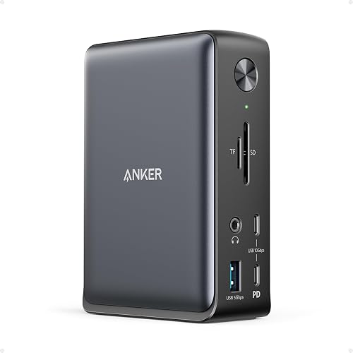 Anker Laptop Docking Station, 13-in-1 USB C Docking Station, Triple Display | 2 HDMI and 1 DP, 10Gbps USB-C and 5Gbps USB-A Data Ports, Ethernet, Audio, SD/TF, 85W Charging for Dell, HP, Lenovo and More