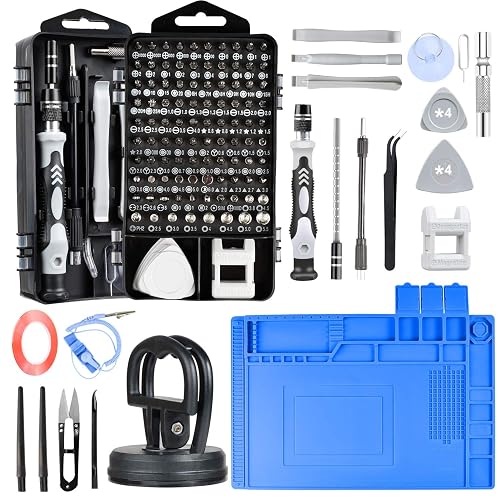 Precision Screwdriver Set, Electronics Repair Tool Kit with Anti Static Mat, ESD Wristband,Fast Home Multi-types Drivers for Phone, Computer, Laptop (Black)