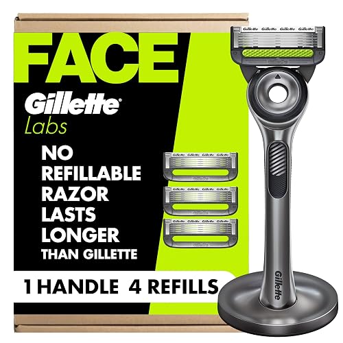 Gillette Labs Razor for Men, 1 Handle, 4 Blade Refills, Magnetic Stand