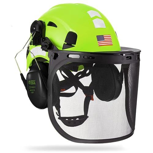 Forestry Safety Helmet Chainsaw Helmet with Mesh Face Shield and Ear Muffs 3 in 1 Forestry Hard Hat