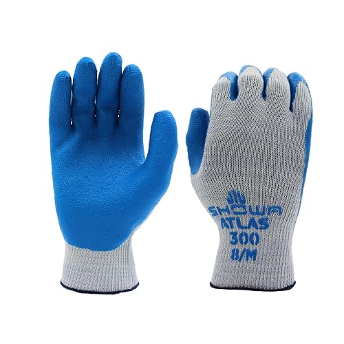 SHOWA Atlas 300 Original 1994 Crinkle Grip Work Gloves,for Construction, Landscaping, Gardening, & Masonry