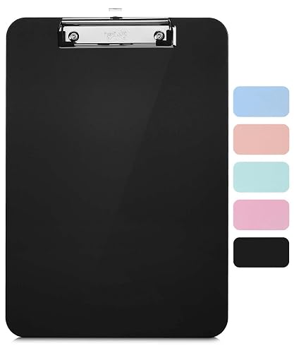 Mr. Pen- Plastic Clipboard, Letter Size, Black | Low-Profile Metal Clip with Retractable Hanging Hole for School, Office & Daily Use