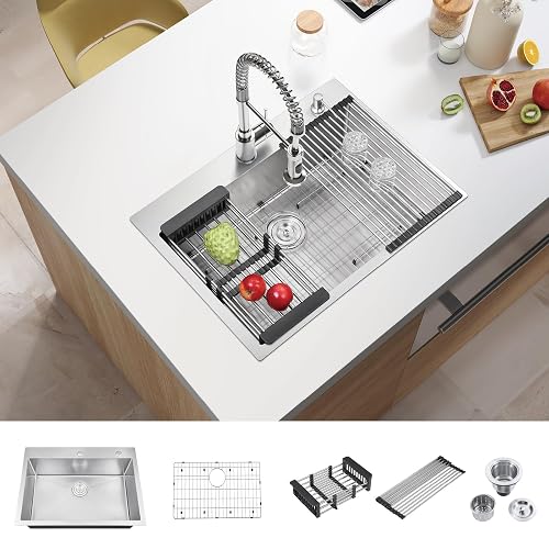 ATTOP 30 Inch Drop in Large Single Bowl Kitchen Sink | Handmade, Drop in Sink
