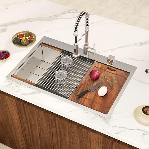 30 Inch Drop In Kitchen Sink -Lepuday 30x22 Drop In Kitchen Sinks 16 Gauge T304 Stainless Steel Workstation Single Bowl Topmount Sinks Large Deep With 2 Holes