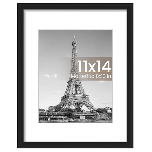 upsimples 11x14 Picture Frame, Wall Decor Photo Frames, Black 1 Pack | 11 x 14 Frame, 8x10 Frame with Mat for Gallery Wall, Family, Baby, Dog, Dorm, Christmas